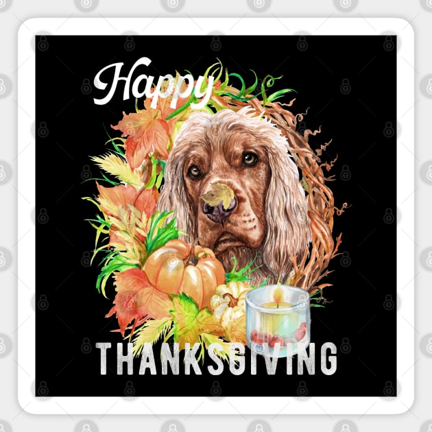 English cocker spaniel Dog Owner Thanksgiving Celebration Harvest Magnet by Sniffist Gang